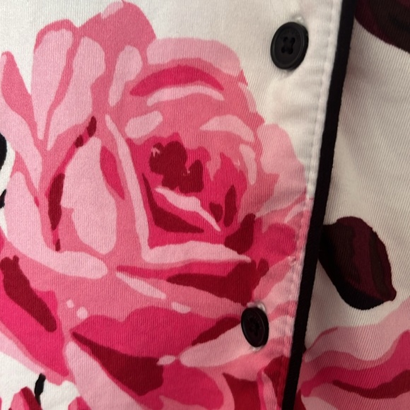 KateSpade NWOT rose floral pajama top short sleeve notch collar button pocket XL - Picture 7 of 15